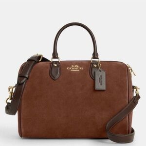 Coach Rowan Large Satchel Bag in Suede